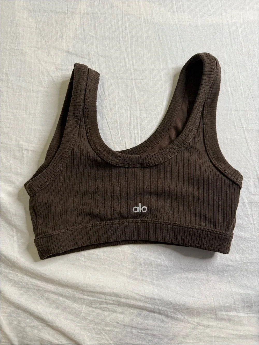 Alo Women's Brown Ribbed Sports Bra